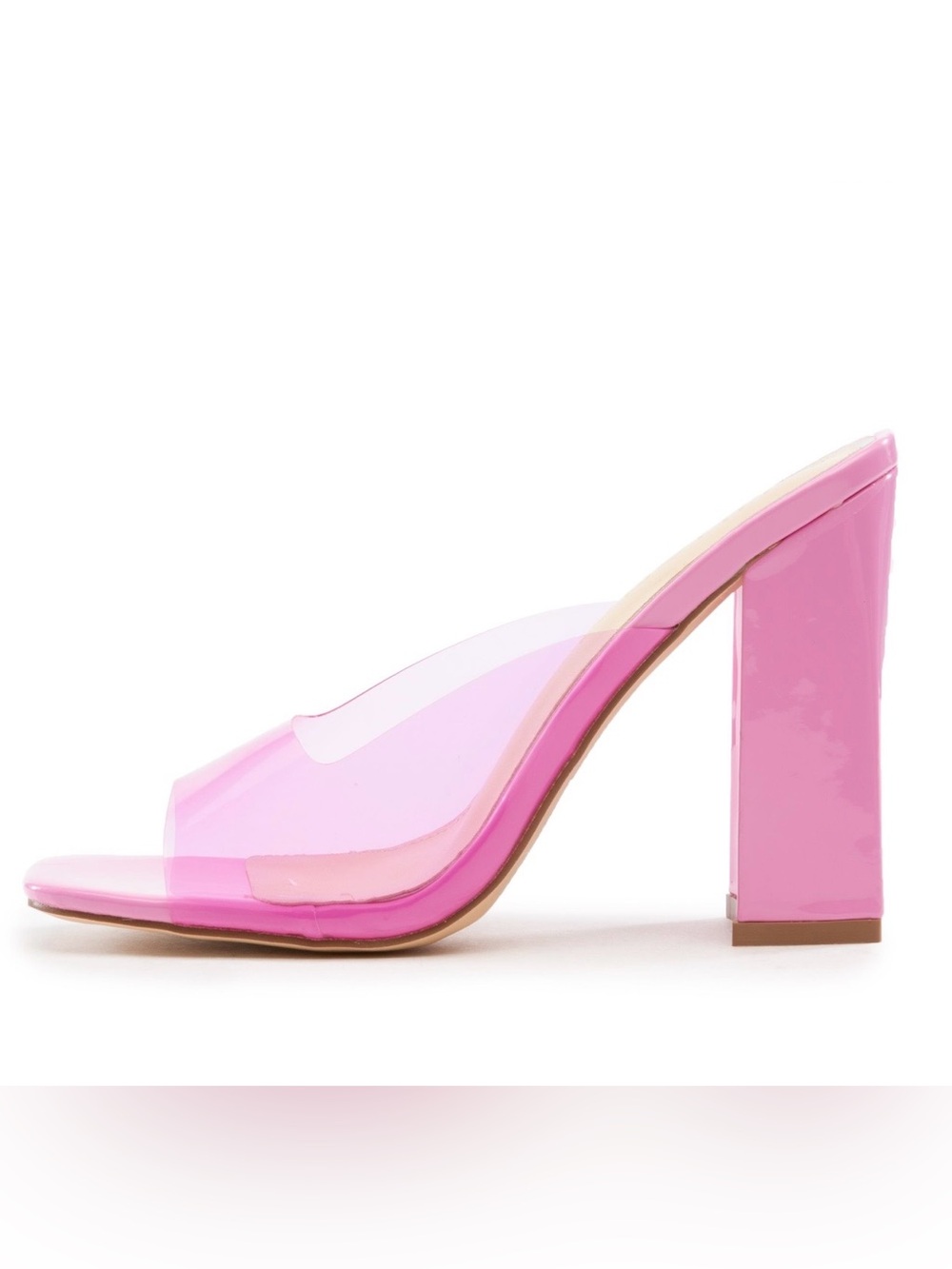 Liliana Pink PVC Block Heel Mule